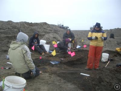 Crew excavating